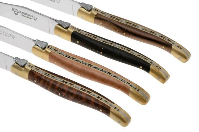 Laguiole En Aubrac 42C99BDLBHK, Brass, Juego De Cuchillos De Carne De 4 Piezas, Tipos De Madera Mixtos 5 Laguiole En Aubrac 42C99BDLBHK, Brass, Juego De Cuchillos De Carne De 4 Piezas, Tipos De Madera Mixtos - Imagen 3