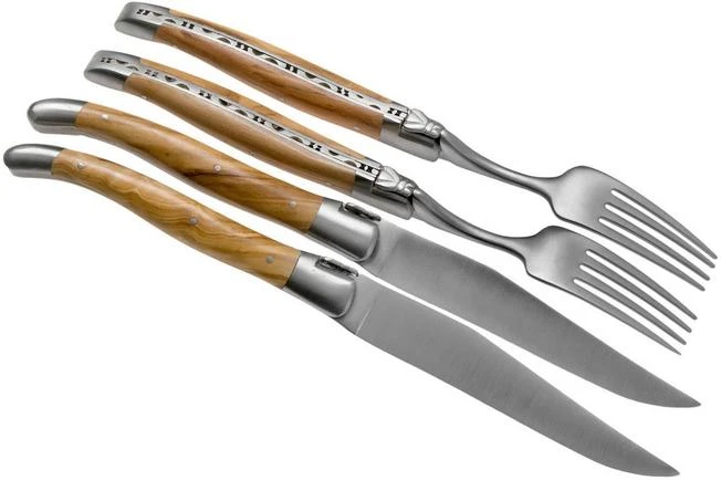 Laguiole En Aubrac CCF99OLIHL Juego De Cubiertos De 4 Piezas De Madera De Olivo 5 Laguiole En Aubrac CCF99OLIHL Juego De Cubiertos De 4 Piezas De Madera De Olivo - Imagen 3