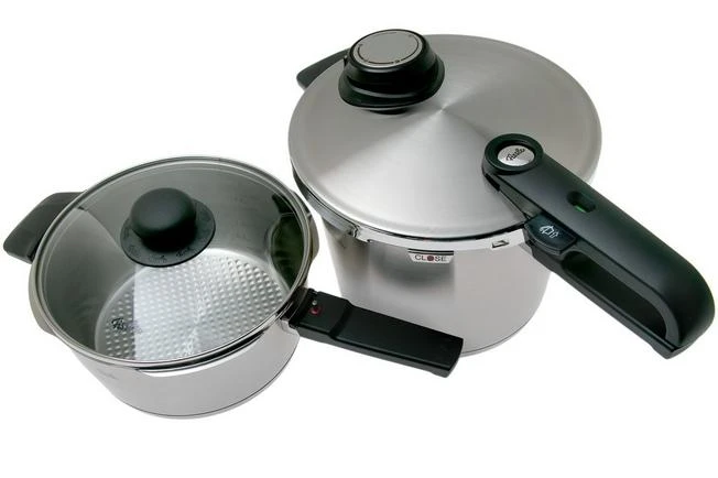 Fissler Vitavit Premium 622-412-13-090, Juego De Olla A Presión De 4 Piezas Con Tapa De Cristal Y Tapa De Vapor 4 Fissler Vitavit Premium 622-412-13-090, Juego De Olla A Presión De 4 Piezas Con Tapa De Cristal Y Tapa De Vapor - Imagen 2