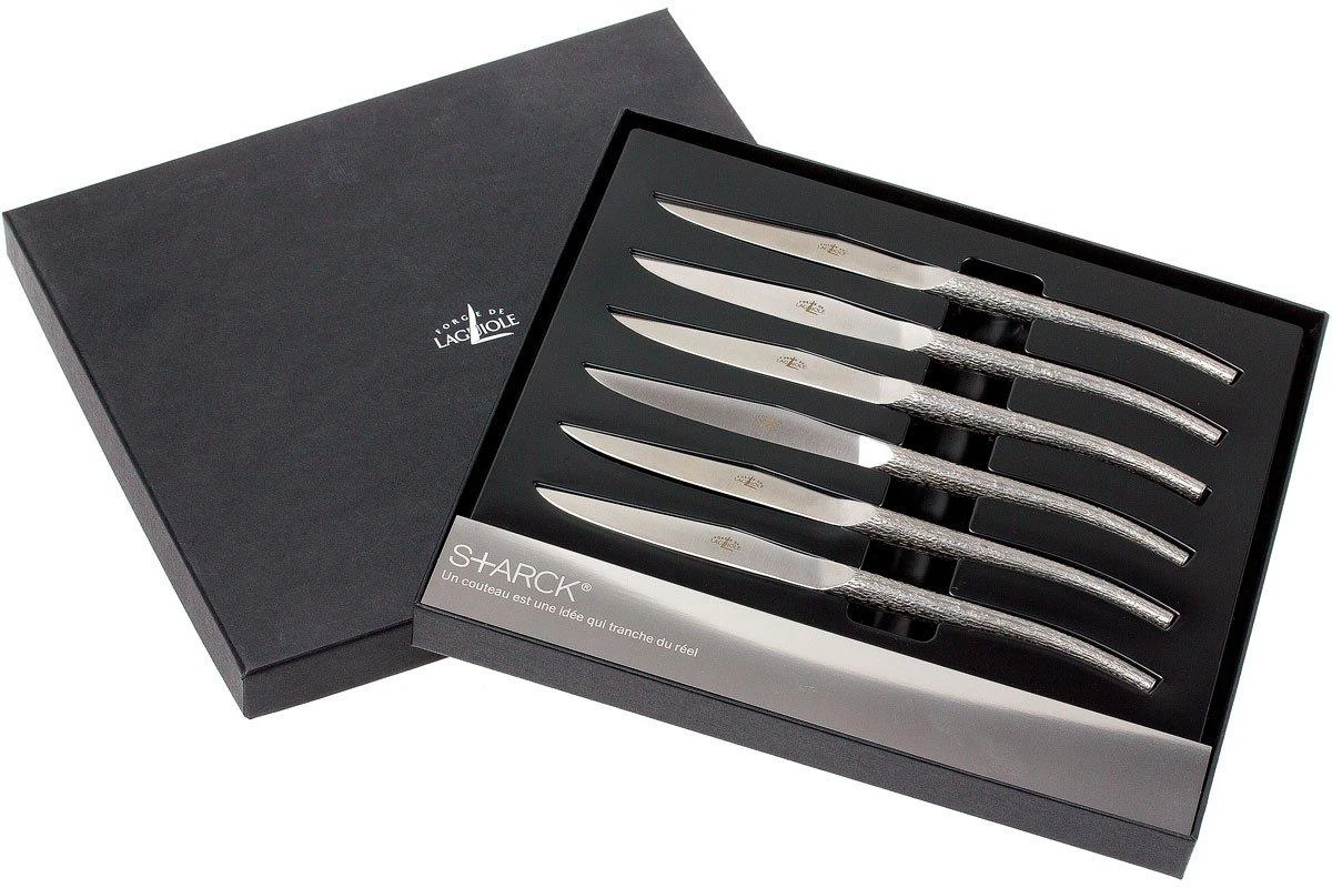 Forge Laguiole, T6 LOG Philippe Starck Juego De Cuchillos Para Carne 3 Forge Laguiole, T6 LOG Philippe Starck Juego De Cuchillos Para Carne