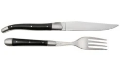 Forge De Laguiole Knife And Fork TF2MINEB Ebony, Juego De 2 Cubiertos, Mate -Kinifeses Comercio LATF2MINEB 02 forgedelaguiole