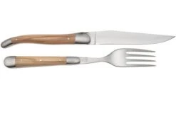 Forge De Laguiole Knife And Fork TF2MINOL Olive Wood, Juego De 2 Cubiertos, Mate -Kinifeses Comercio LATF2MINOL 02 forgedelaguiole