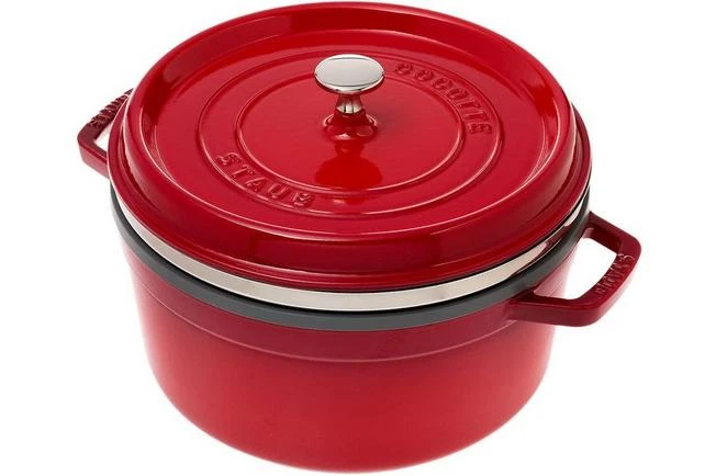Staub Cocotte - Cocotte 26cm, 5,2L, Rojo Con Bandeja De Vapor 3 Staub Cocotte - Cocotte 26cm, 5,2L, Rojo Con Bandeja De Vapor