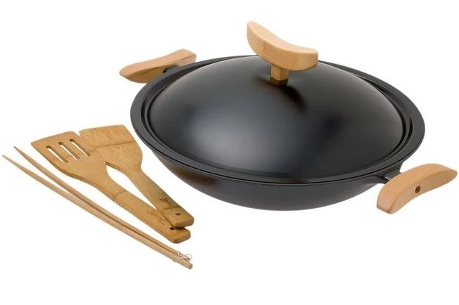 Spring Wok Hierro Fundido Con Tapa 35 Cm, 4,0L 3 Spring Wok Hierro Fundido Con Tapa 35 Cm, 4,0L