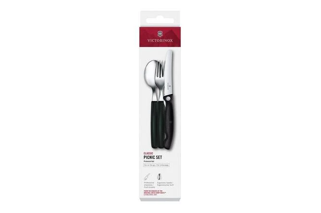 Victorinox Swiss Classic Picnic Set 6.7193.3F Black, Set De 3 Cubiertos 3 Victorinox Swiss Classic Picnic Set 6.7193.3F Black, Set De 3 Cubiertos