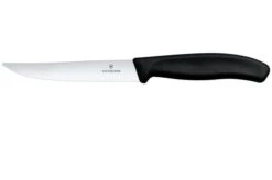 Victorinox Swiss Classic Steak & Pizza Knife 6.7933 Wavy, Black, Cuchillo Dentado Para Carne, 12 Cm