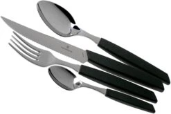 Victorinox Swiss Modern 6.9093.12W.24, Set De Cubiertos De 24 Piezas Con Cuchillo Para Carne, Negro