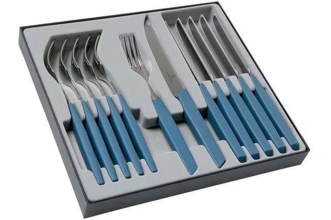 Victorinox Swiss Modern 6.9096.11W2.12, Set De Cubiertos De 12 Piezas Con Cuchillo De Tomate, Azul 4 Victorinox Swiss Modern 6.9096.11W2.12, Set De Cubiertos De 12 Piezas Con Cuchillo De Tomate, Azul - Imagen 2