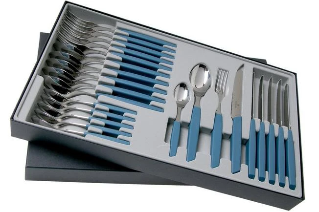 Victorinox Swiss Modern 6.9096.11W2.24, Set De Cubiertos De 24 Piezas Con Cuchillo De Tomate, Azul 4 Victorinox Swiss Modern 6.9096.11W2.24, Set De Cubiertos De 24 Piezas Con Cuchillo De Tomate, Azul - Imagen 2